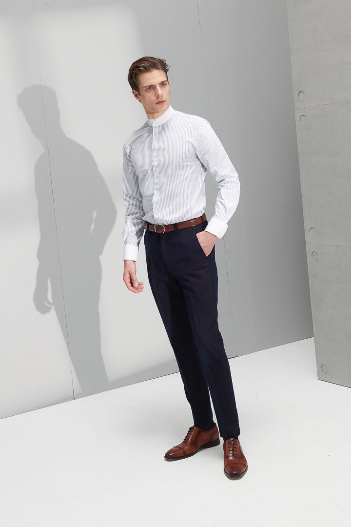 SST&C Navy Textured Slim Fit Suit Trousers | 0212206004  (Outlet)_3