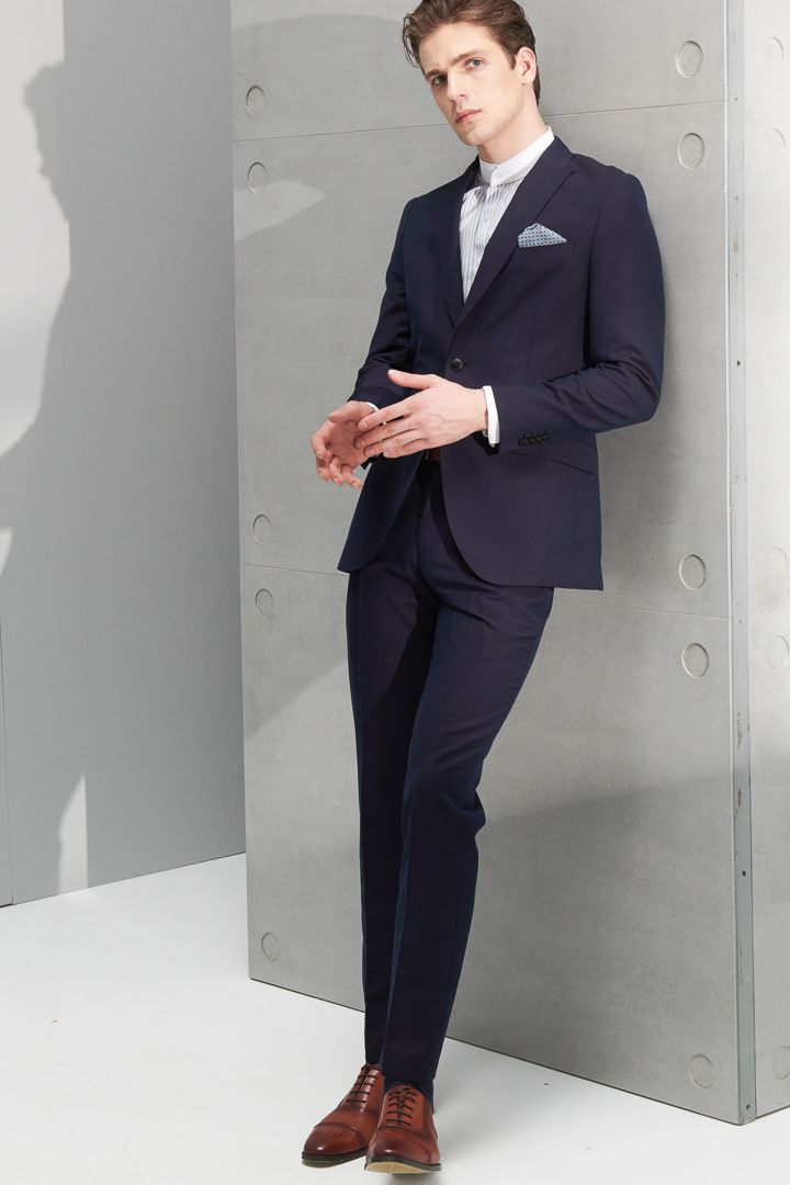 SST&C Navy Textured Slim Fit Suit Trousers | 0212206004  (Outlet)_5