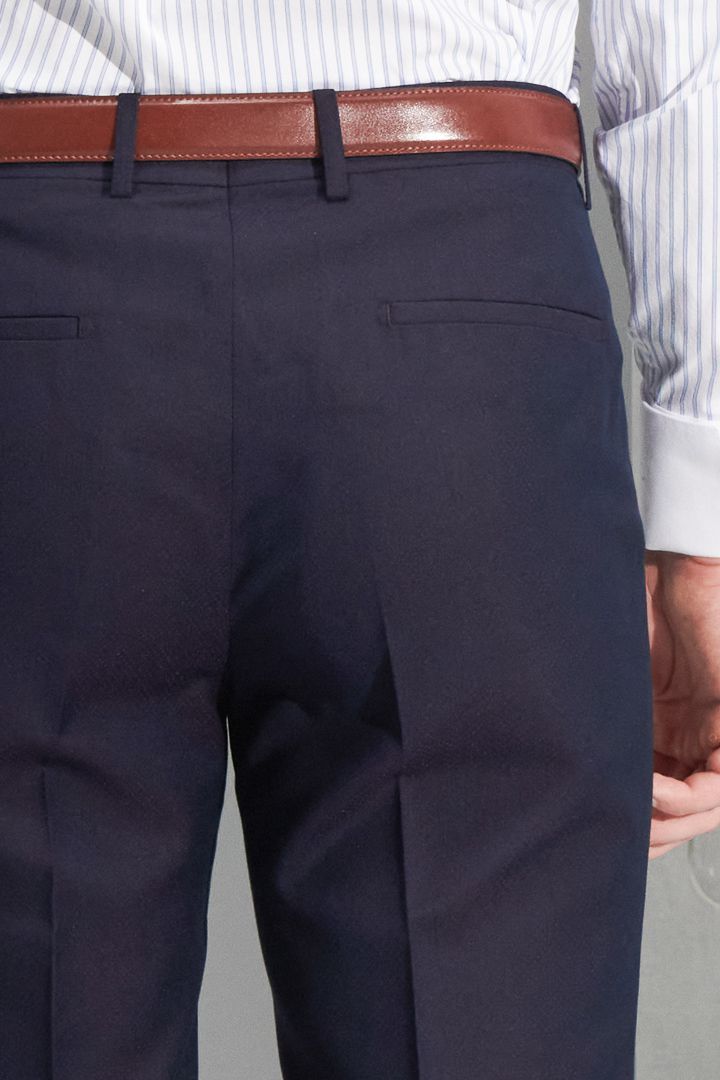 SST&C Navy Textured Slim Fit Suit Trousers | 0212206004  (Outlet)_7