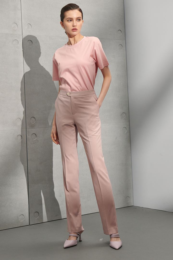 SST&C Women'S Fog Rose Pink Straight Trousers | 8262205003  (Outlet)_1
