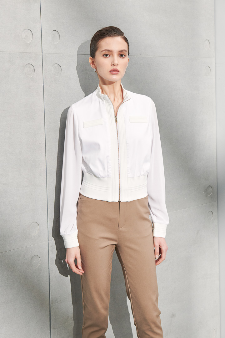 SST&C Women'S White Short Waisted Light Zip Jacket | 8162205003  (Outlet)_2