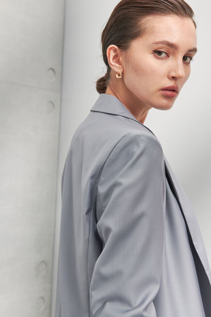 SST&C #Online Exclusive  Premium Gray Three-Quarter Sleeve Wrinkled Jacket | 8162205006  (Outlet)_5