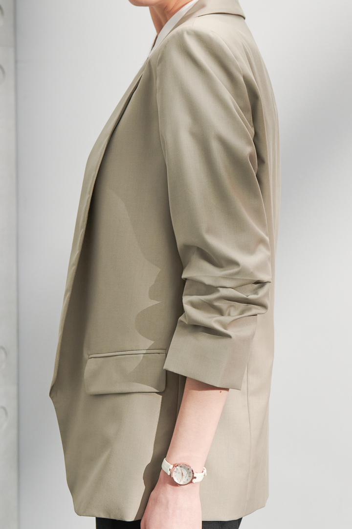 SST&C #Online Exclusive  Olive Green Three-Quarter Sleeve Wrinkled Jacket | 8162205005  (Outlet)_6