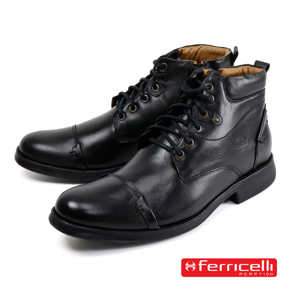【Ferricelli】內側拉鍊時尚橫飾短靴 黑色(F49601A-BL)