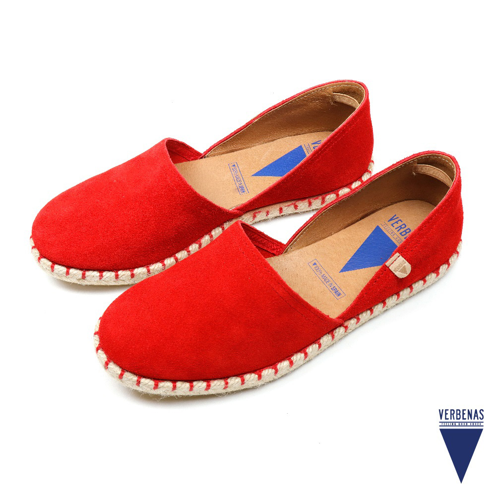 【VERBENAS】西班牙原廠素面麂皮輕便懶人休閒鞋 亮紅色(058-RED)