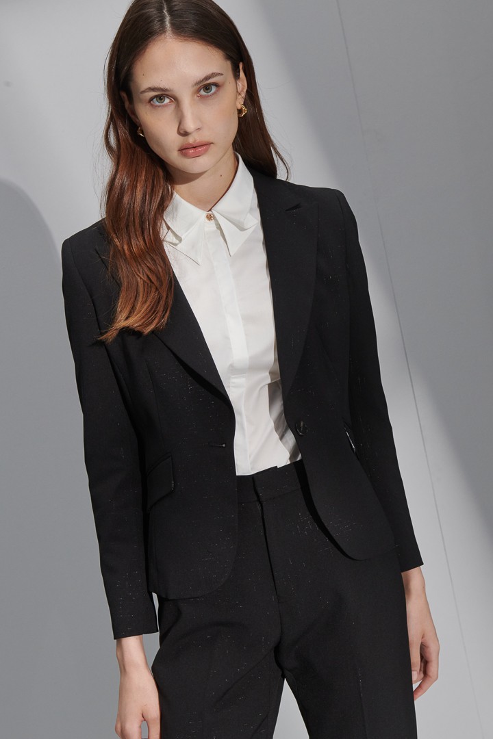 SST&C Women'S Black Sword Collar Suit Jacket | 7162206001  (Outlet)_0