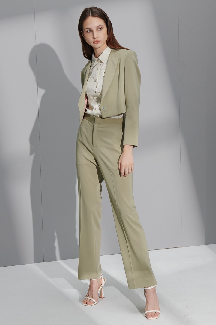 SST&C #Online Exclusive  Women'S Bud Yellow Green Sword Collar Short Suit Jacket | 7162206004  (Outlet)_3