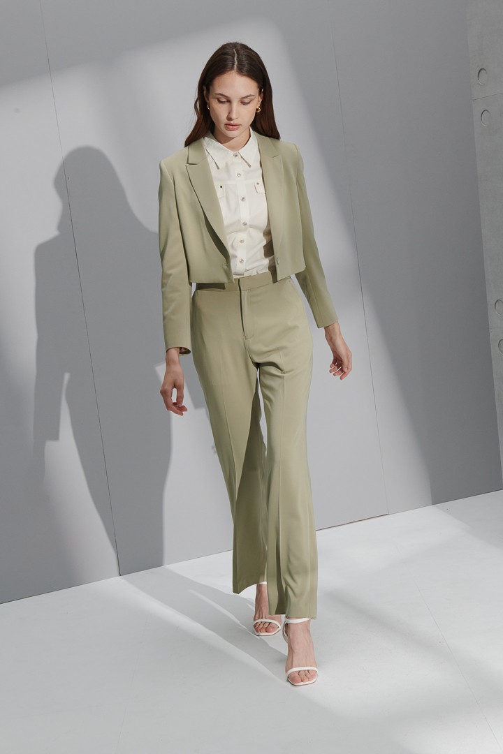 SST&C #Online Exclusive  Women'S Bud Yellow Green Sword Collar Short Suit Jacket | 7162206004  (Outlet)_4