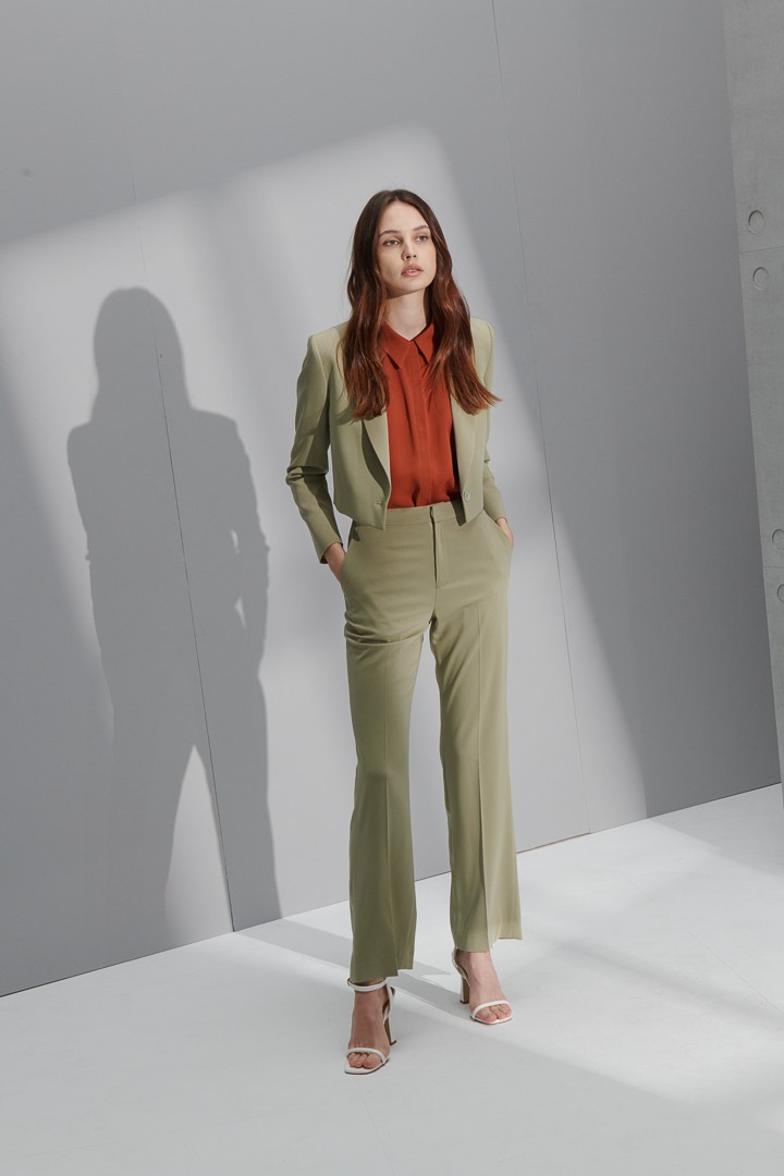 SST&C #Online Exclusive  Women'S Bud Yellow Green Sword Collar Short Suit Jacket | 7162206004  (Outlet)_5