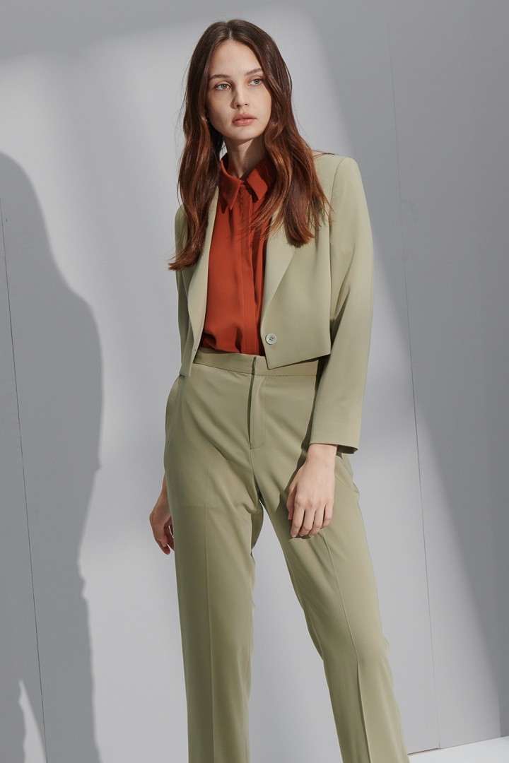 SST&C #Online Exclusive  Women'S Bud Yellow Green Sword Collar Short Suit Jacket | 7162206004  (Outlet)_6
