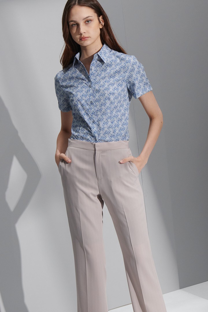 SST&C Women'S Blue Window Print Short Sleeve Shirt | 7562206003  (Outlet)_2
