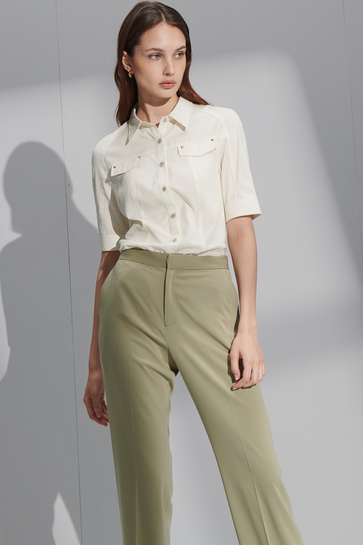 SST&C Women'S Cream Quarter Sleeve Shirt | 7562206006  (Outlet)_1