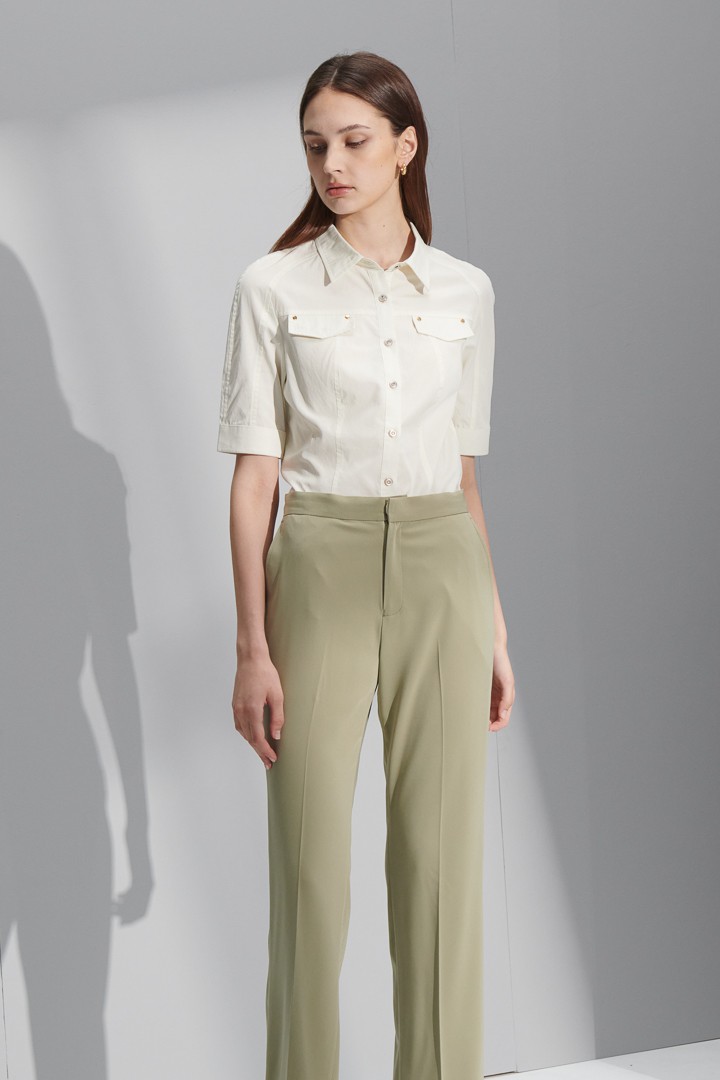 SST&C Women'S Cream Quarter Sleeve Shirt | 7562206006  (Outlet)_2