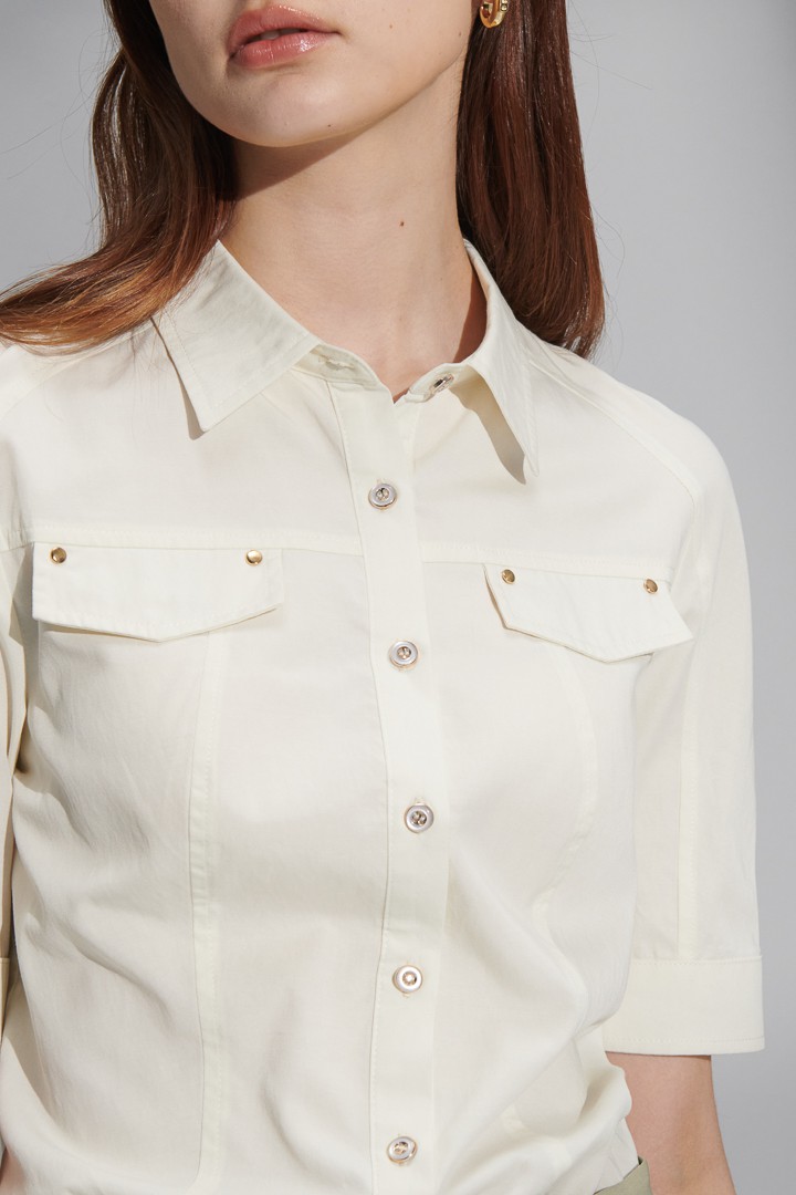 SST&C Women'S Cream Quarter Sleeve Shirt | 7562206006  (Outlet)_7