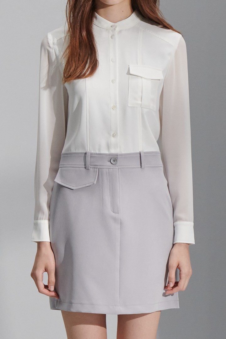 SST&C Women'S White and Gray Contrasting Two-Piece Cardigan Dress | 8562206005  (Outlet)_3