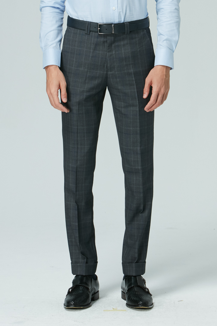 SST&C Dark Gray Welsh Check Pattern Slim Fit Suit Trousers | 0261809007  (Outlet)_0