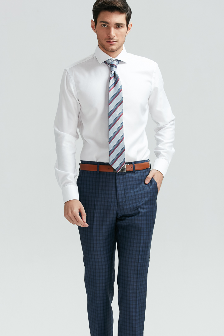 SST&C Navy Blue Check Pattern Slim Fit Suit Trousers | 0251810002  (Outlet)_2