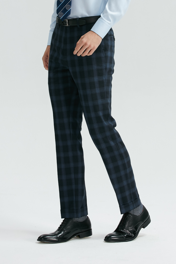 SST&C Black and Blue Check Pattern Slim Fit Suit Trousers | 0251810003  (Outlet)_0