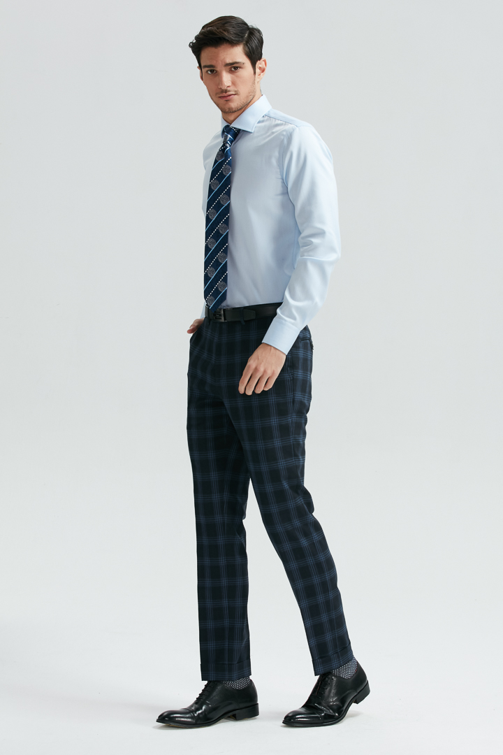 SST&C Black and Blue Check Pattern Slim Fit Suit Trousers | 0251810003  (Outlet)_2