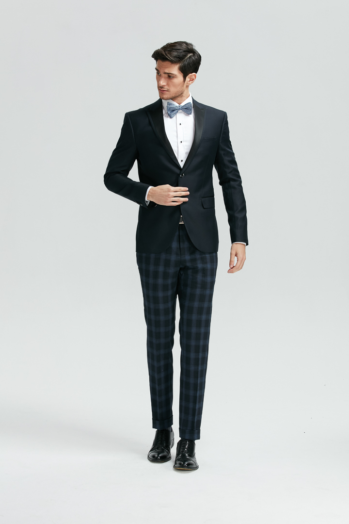 SST&C Black and Blue Check Pattern Slim Fit Suit Trousers | 0251810003  (Outlet)_3
