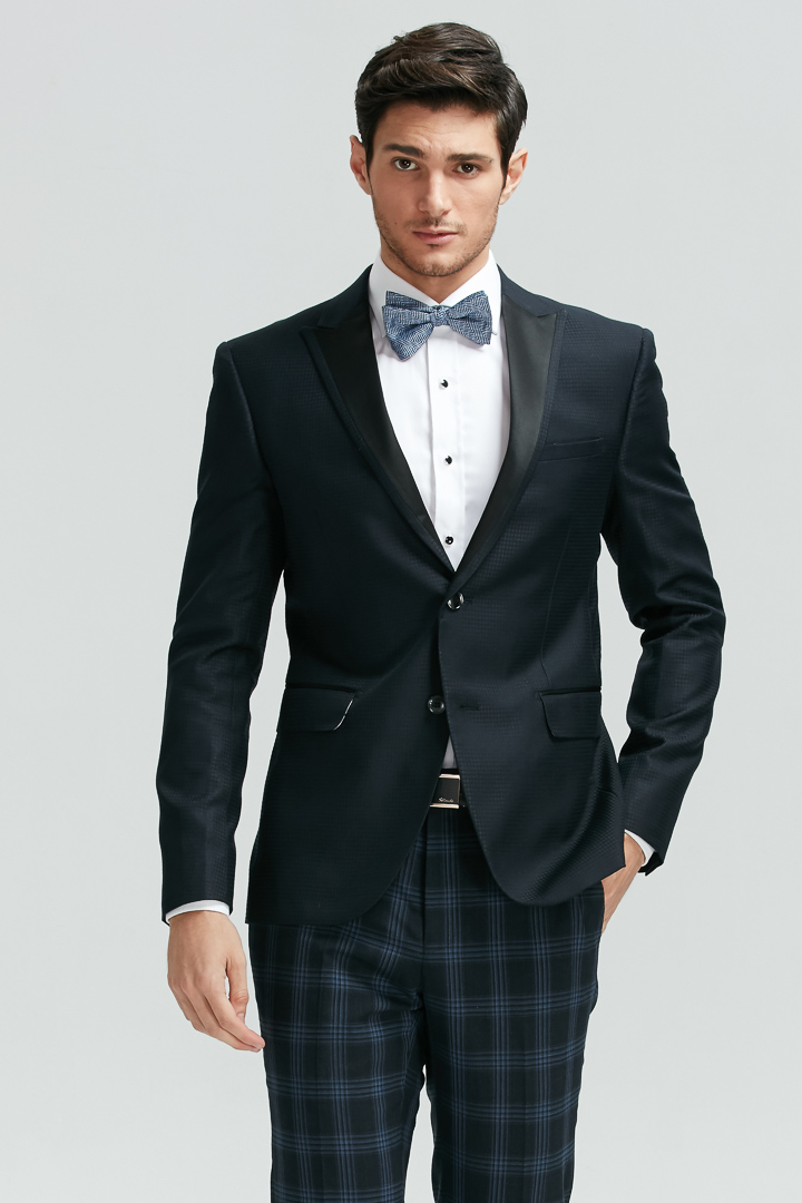 SST&C Black and Blue Check Pattern Slim Fit Suit Trousers | 0251810003  (Outlet)_4