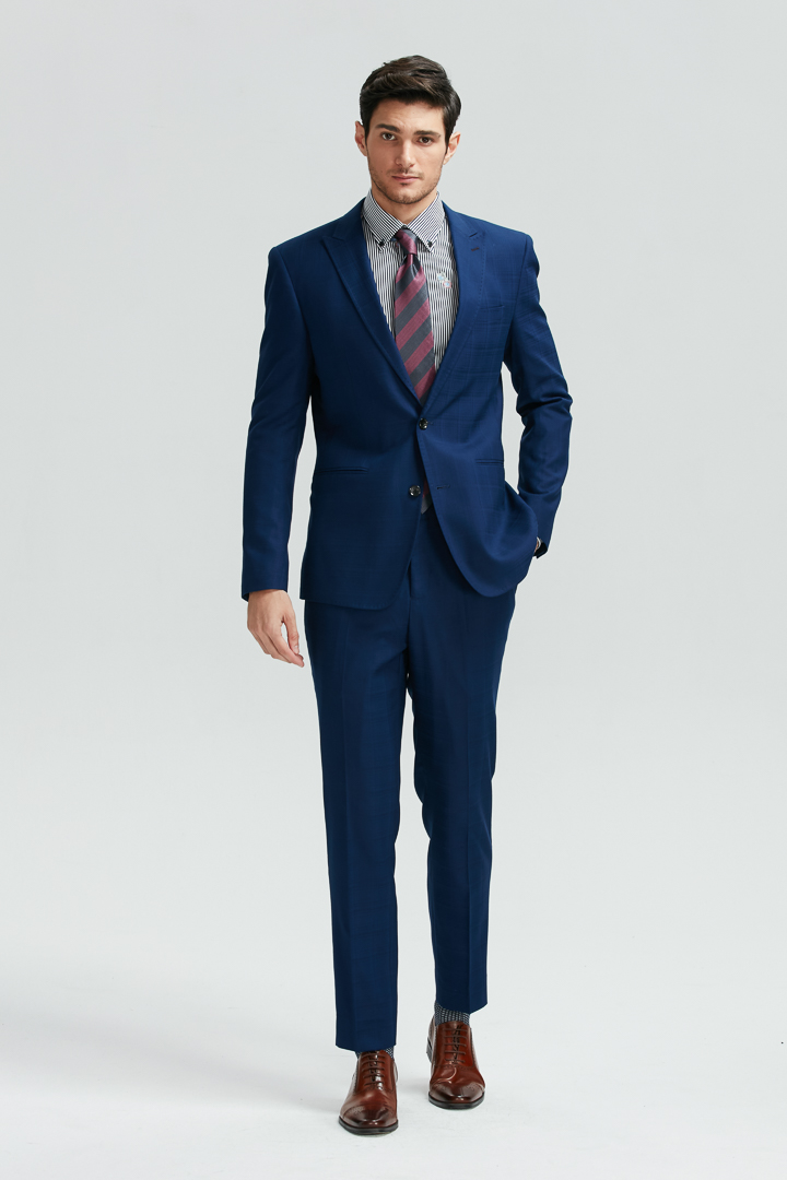 SST&C Navy Blue Check Pattern Slim Fit Suit Trousers | 0251811007  (Outlet)_3