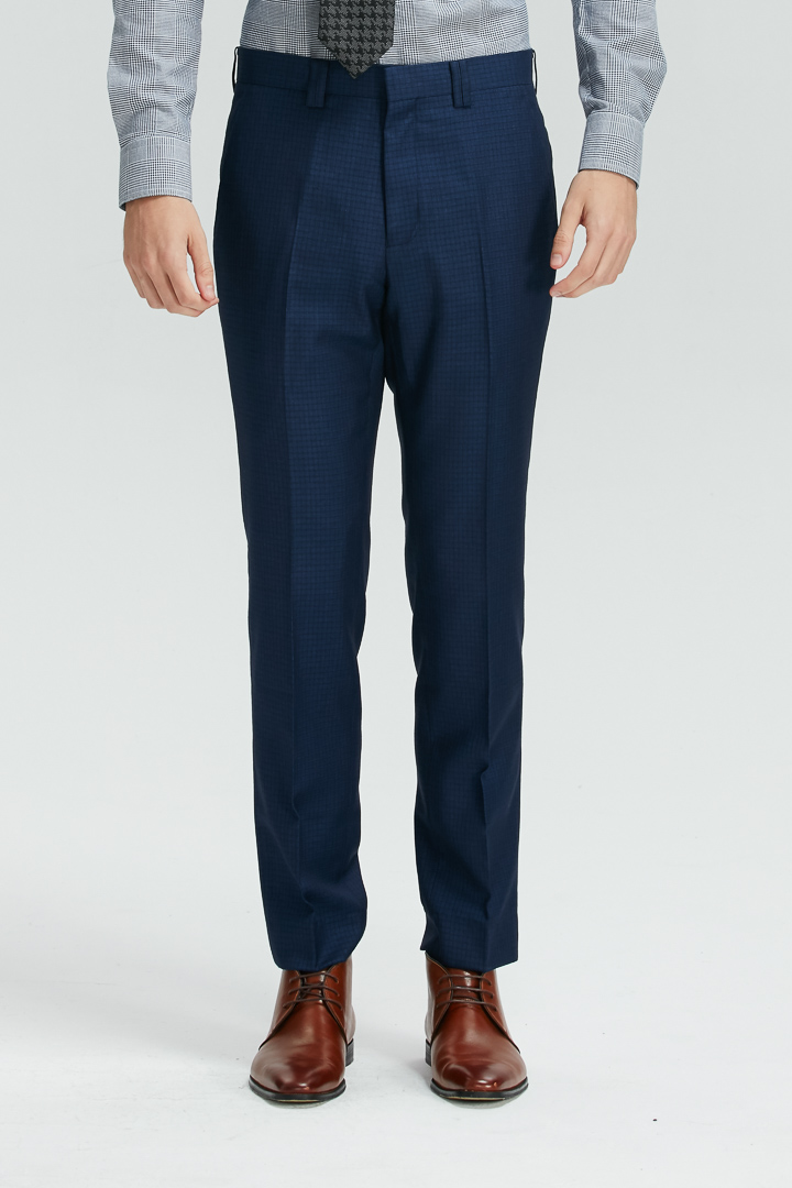 SST&C Navy Blue Check Pattern Slim Fit Suit Trousers | 0251812003  (Outlet)_0