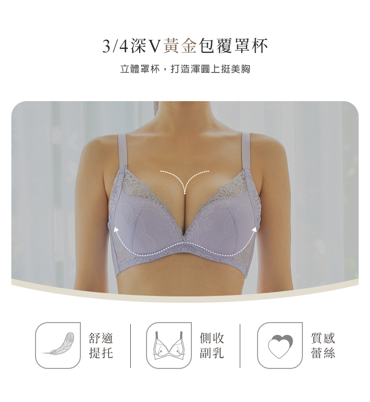 Lilac紫丁香上托杯深V涼感W型軟鋼圈內衣BC罩杯-黑VC維娜382106_3