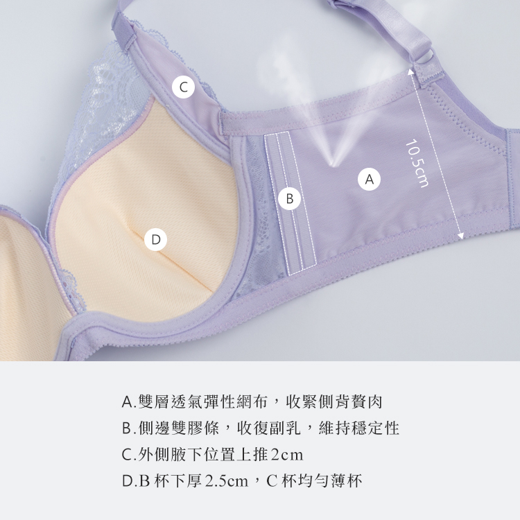 Lilac紫丁香上托杯深V涼感W型軟鋼圈內衣BC罩杯-黑VC維娜382106_7