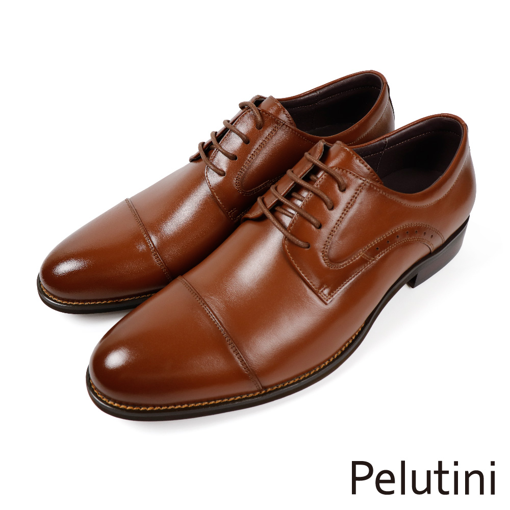 【Pelutini】簡約時尚橫飾德比鞋 棕色(1718-BR)