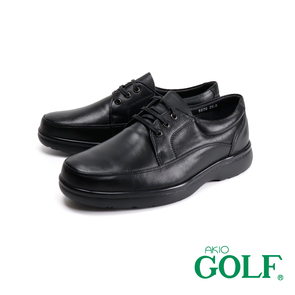 【AKIO GOLF】手工輕量透氣綁帶休閒鞋 黑色(GF5979-BL)