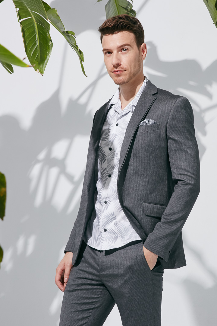 SST&C Metallic Gray Slim Fit Suit Jacket | 0171903006  (Outlet)_3