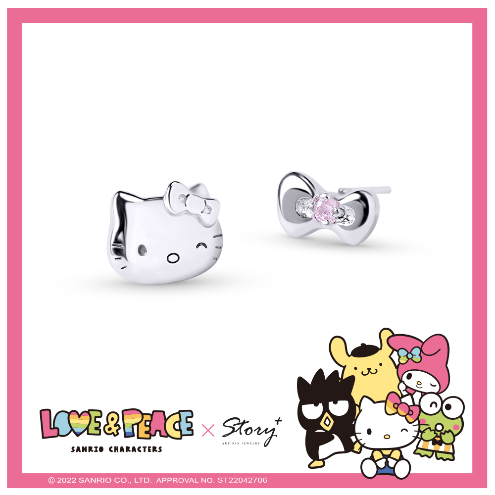 Love&Peace系列-Hello Kitty凱蒂貓純銀耳環_0