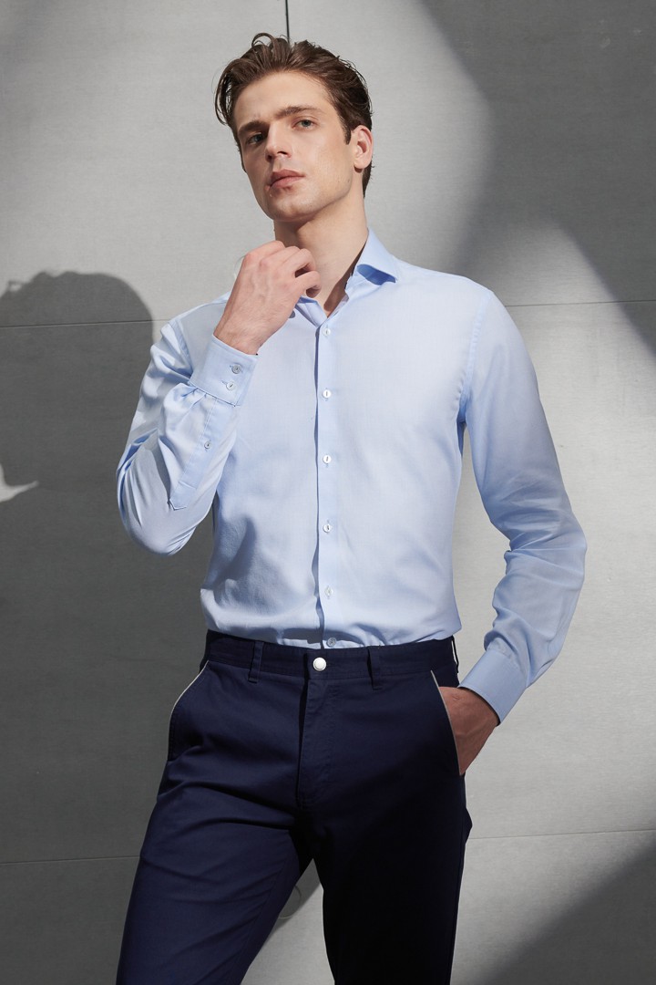SST&C #Easycare  Blue Slim Fit Shirt | 0312207006  (Outlet)_0