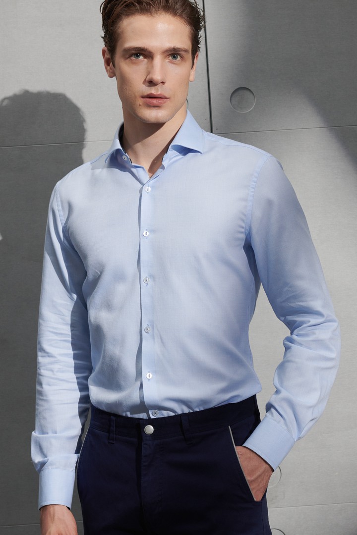 SST&C #Easycare  Blue Slim Fit Shirt | 0312207006  (Outlet)_3