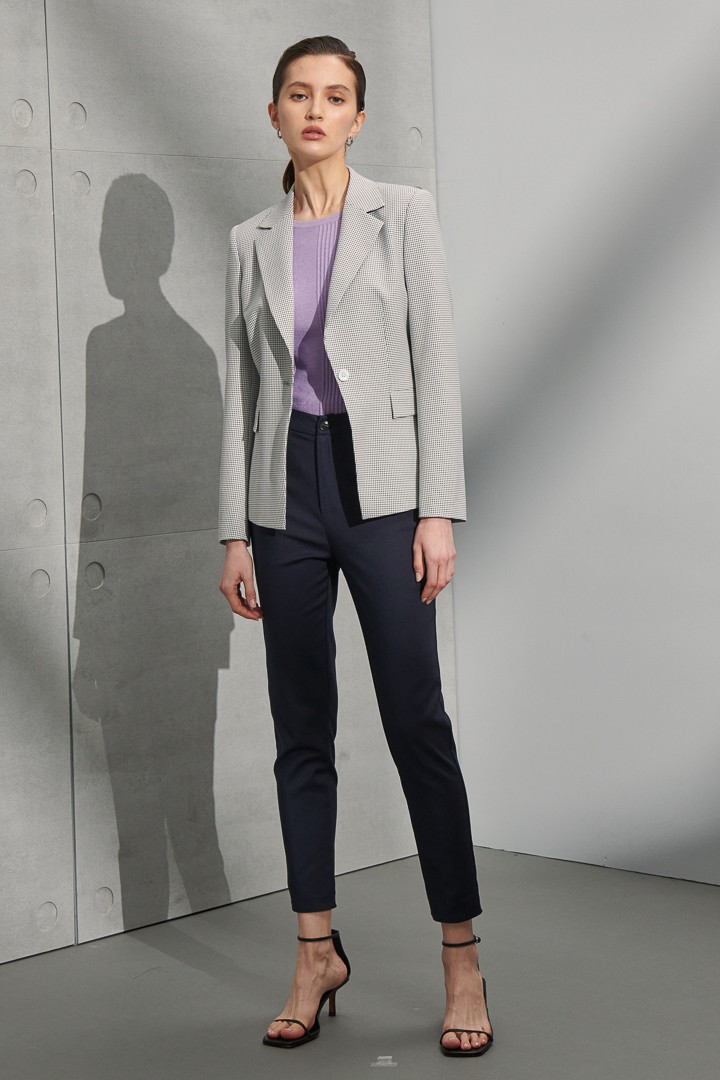 SST&C Women'S White Check Pattern Square Collar Suit Jacket | 7162207001  (Outlet)_2