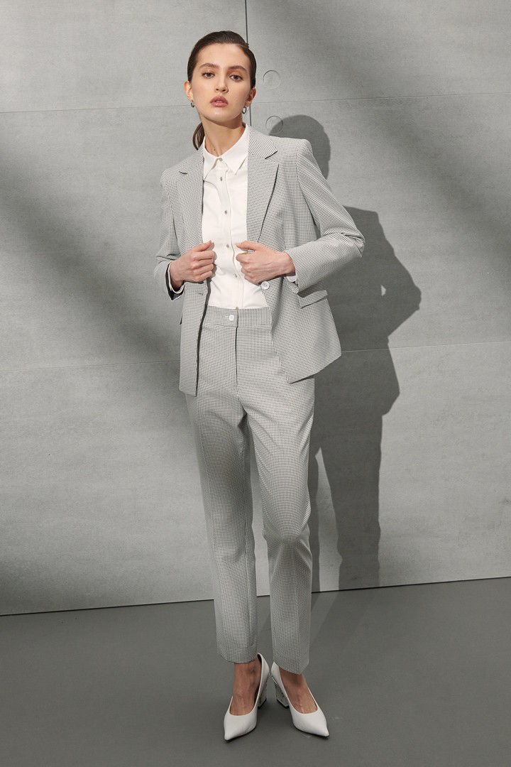 SST&C Women'S White Check Pattern Square Collar Suit Jacket | 7162207001  (Outlet)_6