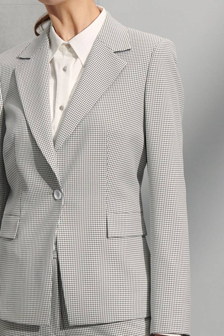 SST&C Women'S White Check Pattern Square Collar Suit Jacket | 7162207001  (Outlet)_7