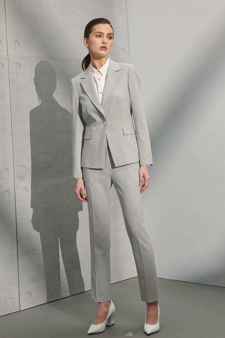 SST&C Women'S White Check Pattern Slim Fit Suit Trousers | 7262207001  (Outlet)_0