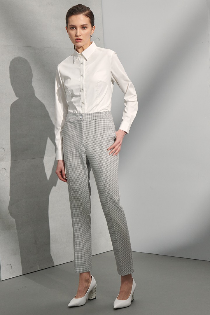 SST&C Women'S White Check Pattern Slim Fit Suit Trousers | 7262207001  (Outlet)_1