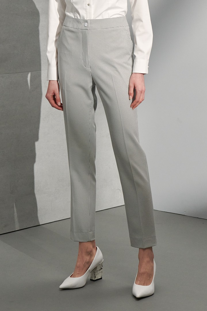 SST&C Women'S White Check Pattern Slim Fit Suit Trousers | 7262207001  (Outlet)_2