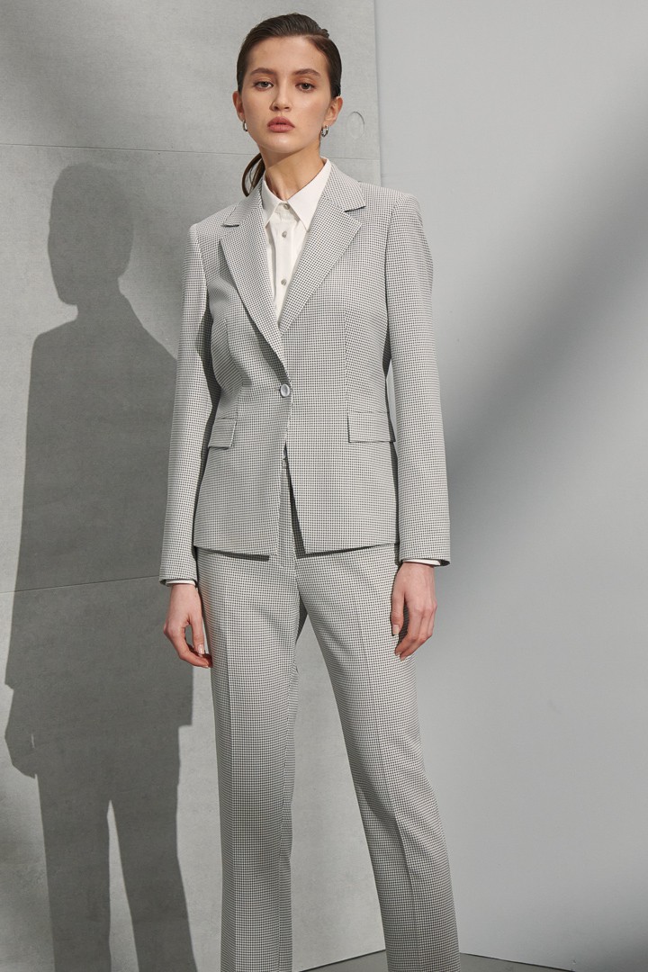 SST&C Women'S White Check Pattern Slim Fit Suit Trousers | 7262207001  (Outlet)_3