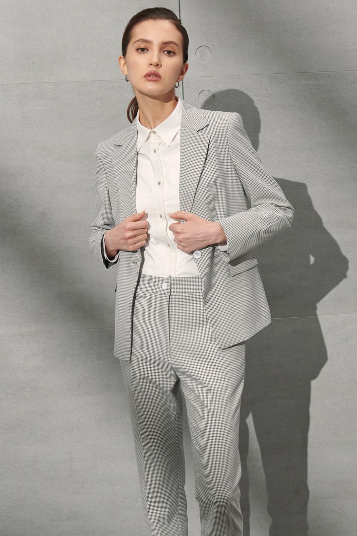 SST&C Women'S White Check Pattern Slim Fit Suit Trousers | 7262207001  (Outlet)_4