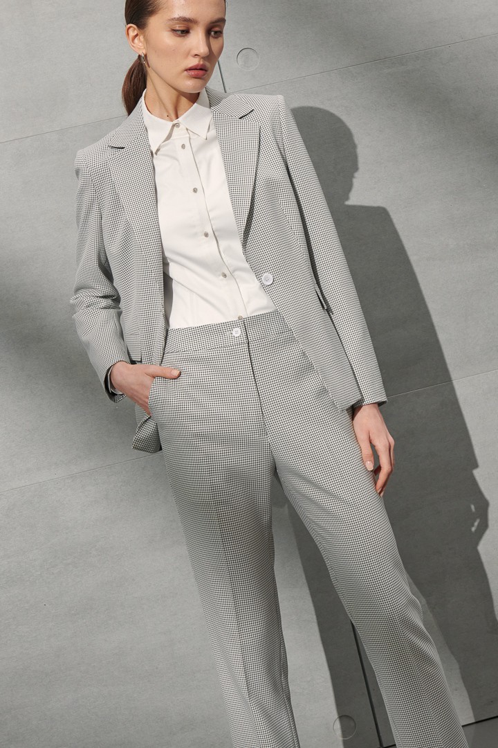 SST&C Women'S White Check Pattern Slim Fit Suit Trousers | 7262207001  (Outlet)_5