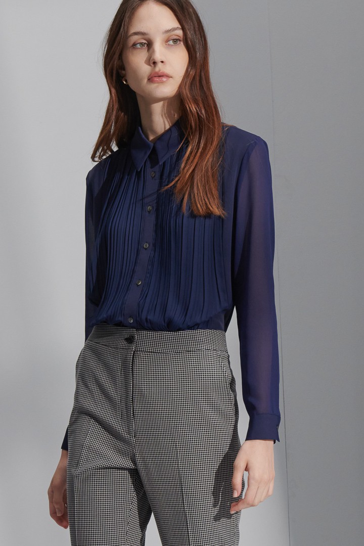 SST&C Women'S Gray Bottom Small Check Pattern Slim Fit Suit Trousers | 7262207002  (Outlet)_4