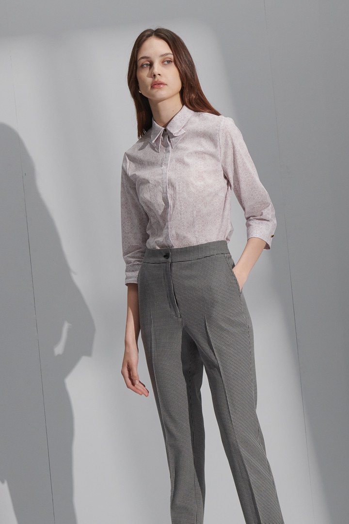 SST&C Women'S Gray Bottom Small Check Pattern Slim Fit Suit Trousers | 7262207002  (Outlet)_6