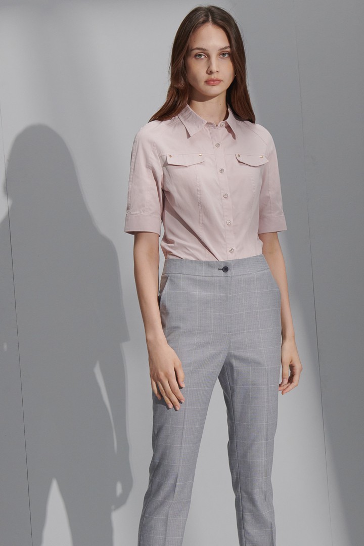 SST&C Women'S Light Gray Check Pattern Slim Fit Suit Trousers | 7262207003  (Outlet)_3