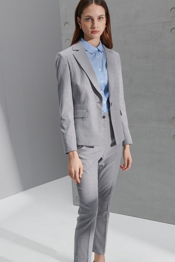 SST&C Women'S Light Gray Check Pattern Slim Fit Suit Trousers | 7262207003  (Outlet)_5