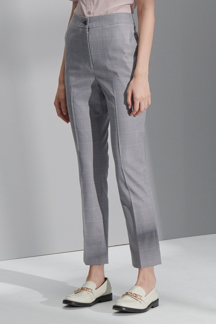 SST&C Women'S Light Gray Check Pattern Slim Fit Suit Trousers | 7262207003  (Outlet)_8