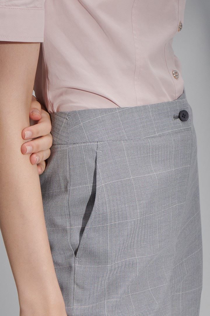 SST&C Women'S Light Gray Check Pattern Slim Fit Suit Trousers | 7262207003  (Outlet)_9